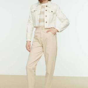 Double Button High Waist Mom Women's Jeans
