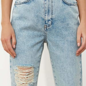 Blue Faded Ripped High Waist Women's Jeans Blue Faded Ripped High Waist Women's Jeans - Straight Jeans 27