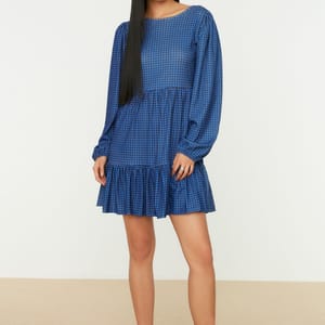 Checked Tiered Hem Dress - Mini Dresses 3