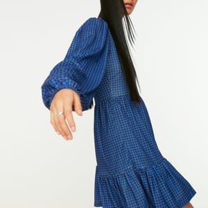 Checked Tiered Hem Dress - Mini Dresses 6