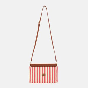 Stylish Canvas Shoulder Bag with Spacious Striped Interior