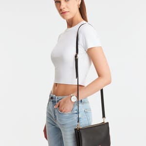 Parigi Black Double Zipper Women's Shoulder Bag Parigi Black Double Zipper Women's Shoulder Bag - Shoulder Bags 7