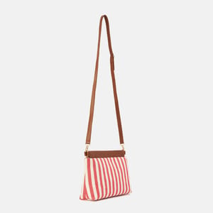 Stylish Canvas Shoulder Bag with Spacious Striped Interior2