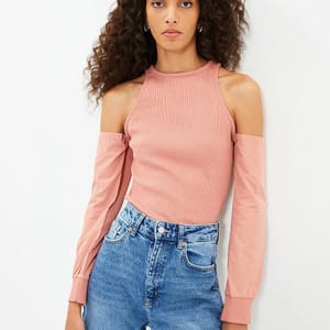 Rose Cold Shoulder Knitted Women's Top