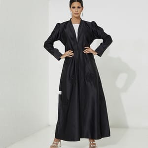 Flora Black Jacket Abaya