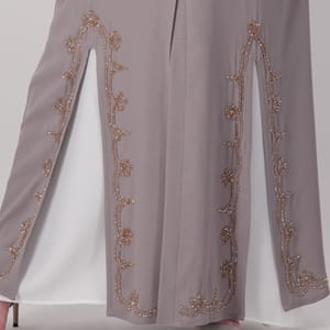 Grey-B-Stone Abaya Rosette Abaya - Women's Abayas 1