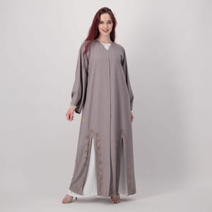 Grey-B-Stone Abaya Rosette Abaya - Women's Abayas