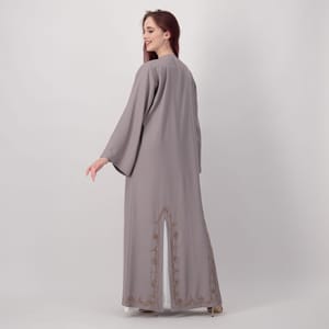 Grey-B-Stone Abaya Rosette Abaya - Women's Abayas 3