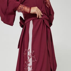 Red Net Abaya With Embroidery Design | Elegant & Stylish Abayas - Abayas 1