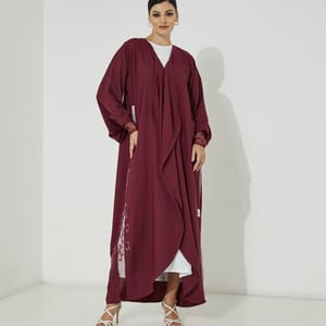 Red Net Abaya With Embroidery Design | Elegant & Stylish Abayas - Abayas 3