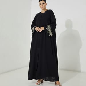 Open Abaya With Stitching Sleeves Design