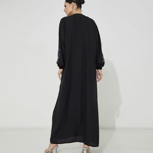 Black P- Pink Abaya Rosette Abaya - Women's Abayas 3