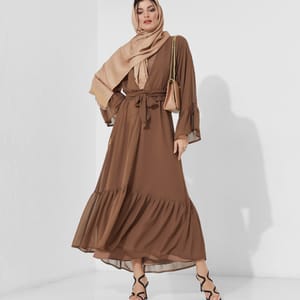 Node Abaya With Chiffon Fabric And Embroidery Back Side With Shiva Design + Dress Inside