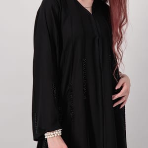 French Black Abaya Rosette Abaya - Women's Abayas 1