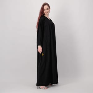 French Black Abaya Rosette Abaya - Women's Abayas 3