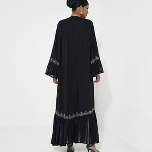 Black ZR Abaya Rosette Abaya - Women's Abayas 1