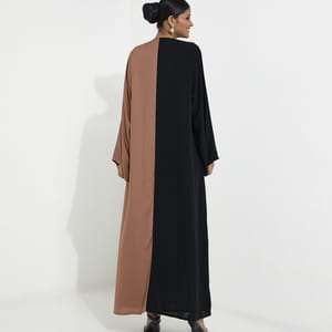 Brown-EP Abaya Abaya With Brown Side And Embroidery Design - Abayas 2