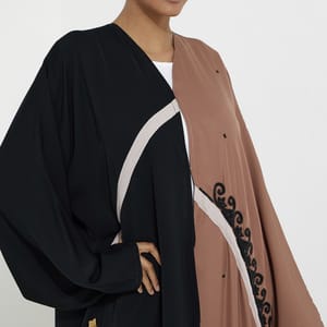 Brown-EP Abaya Abaya With Brown Side And Embroidery Design - Abayas 3