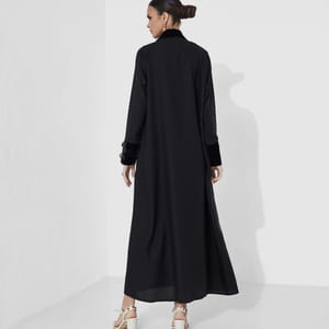 Velvet Jacket Abaya Rosette Abaya - Women's Abayas 1