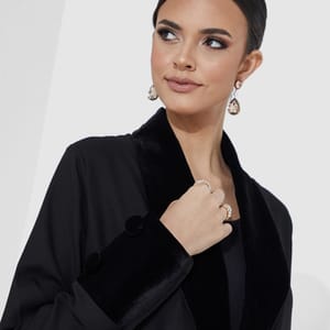 Velvet Jacket Abaya Rosette Abaya - Women's Abayas 2
