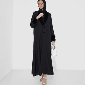 Velvet Jacket Abaya Rosette Abaya - Women's Abayas 3