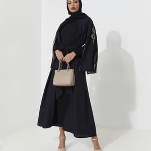 Navy Royal Abaya Rosette Abaya - Women's Abayas 3