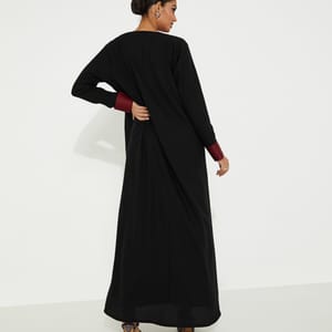 Red Collar Abaya Rosette Abaya - Women's Abayas 1