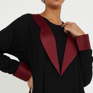 Red Collar Abaya Rosette Abaya - Women's Abayas 2
