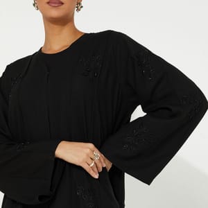 69 Abaya Black Abaya Rosette Abaya - Women's Abayas 2