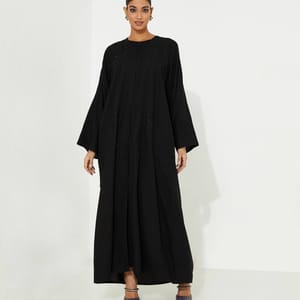 69 Abaya Black Abaya Rosette Abaya - Women's Abayas