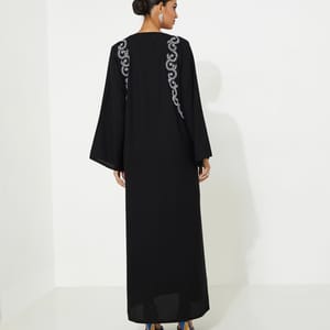 W Black Pearl Abaya Rosette Abaya - Women's Abayas 1