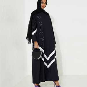 Navy Cross EW Abaya Rosette Abaya - Women's Abayas 3