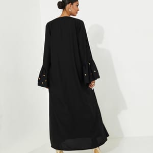 Gold Piece Pocket Abaya Rosette Abaya - Women's Abayas 1