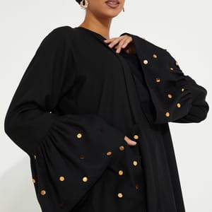 Gold Piece Pocket Abaya Rosette Abaya - Women's Abayas 2
