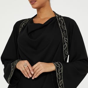 Shoulder Black Abaya Rosette Abaya - Women's Abayas 2