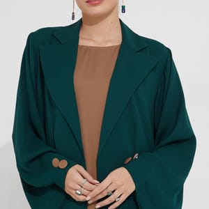 Creen V Neck Baya Rosette Abaya - Women's Abayas 2