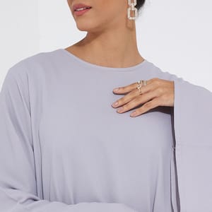 Women's Grey French Solid Abaya - Abayas 3