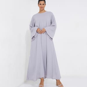 Women's Grey French Solid Abaya - Abayas