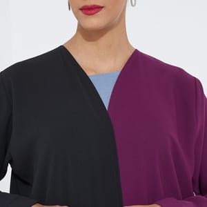 Elegant Half Black And Half Purple Abaya - Abayas 2