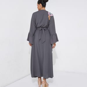 Grey Mix-Mitifs Abaya Women's Grey Mix-Mitifs Abaya - Abayas 1