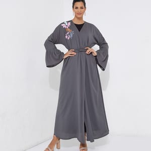 Grey Mix-Mitifs Abaya Women's Grey Mix-Mitifs Abaya - Abayas