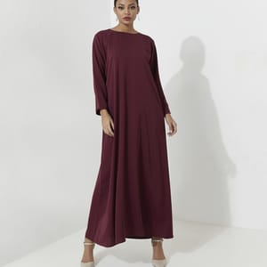 Maroon Dress Abaya Long Sleeves