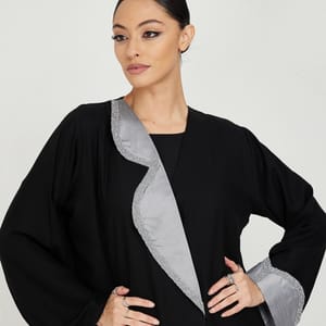 Women's Grey Neck Abaya - Abayas 1