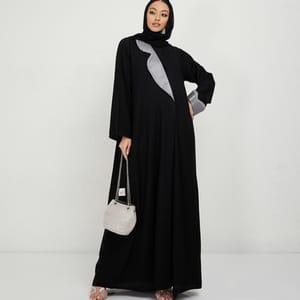 Women's Grey Neck Abaya - Abayas 3