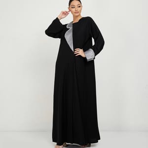 Women's Grey Neck Abaya - Abayas
