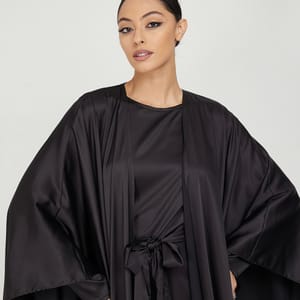 BLACK YULA Abaya Black Yula Abaya Top & Dress Set With Belt - Abayas 2