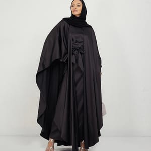 BLACK YULA Abaya Black Yula Abaya Top & Dress Set With Belt - Abayas 3
