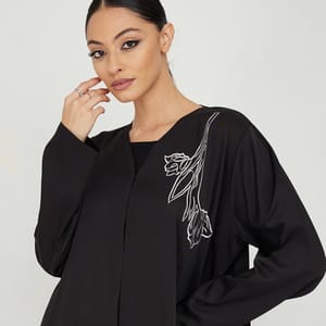 White Flowers Foliage Abaya - Abayas 2