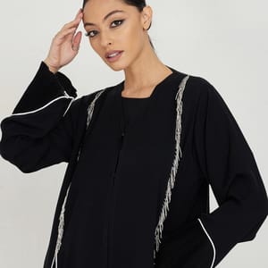 White-Piping Stones Abaya White-Piping Stones Abaya - Abayas 1