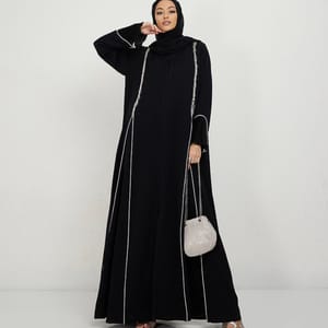 White-Piping Stones Abaya White-Piping Stones Abaya - Abayas 3